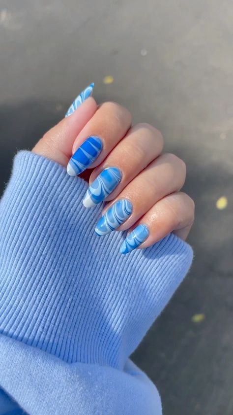 lightslacquer on Instagram: Water marble nails are so satisfying 🤤 💅 Barry, Blue Moon, Misfit Toys #lightslacquer #lacquerartist #nails #nailgram #nailinspo… Nail Designs, Design, Nail Art Designs, Ongles, Trendy Nails, Uñas, Really Cute Nails, Simple Nail Designs, Classy Nail Designs