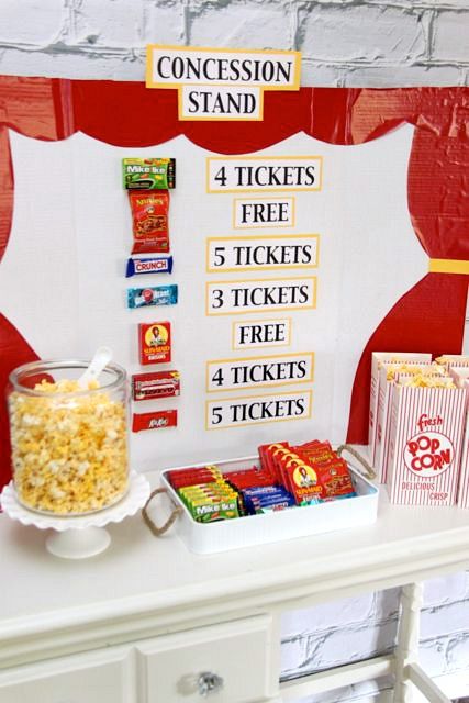Movie Night Concession Stand Ideas, Carnival Concession Stand Ideas, Game Night, Concession Stand, Movie Night Theme, School Games, Movie Night Food, Carnival Food, Family Game Night