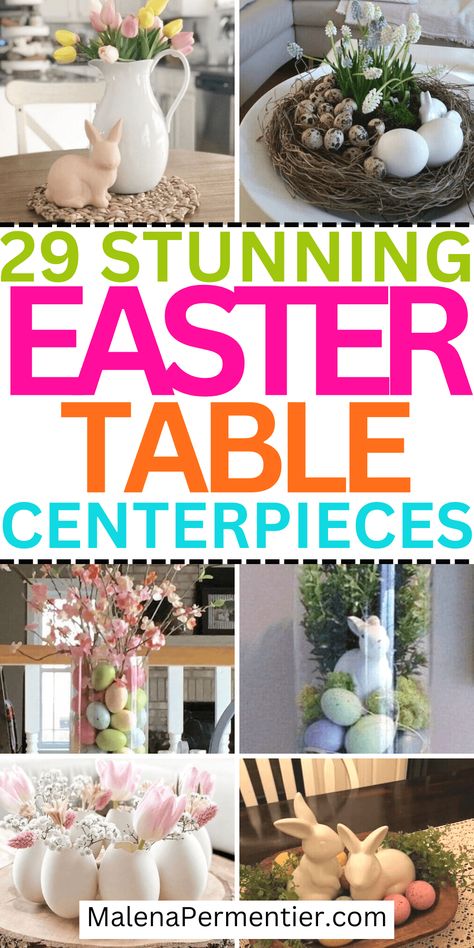 29 Stunning Easter Table Centerpieces To Recreate This Year Diy, Ideas, Decoration, Easter Table Settings, Easter Table Decorations, Easter Dinner Table, Easter Dining Table, Easter Centerpieces Diy, Easter Centerpieces