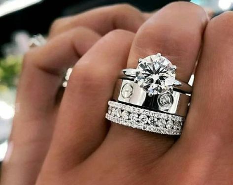 Designer Three Ring Set in Moissanite/cz Stones Made in 925 - Etsy Piercing, Rings, Jewellery Rings, Ringe, Cz Ring, Ring, Anillos De Compromiso, Ring Designs, Jewelry Rings