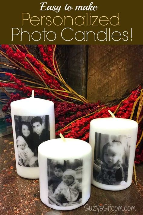 Easy to Make Personalized Photo Candles | Ideas for the Home Diy, Homemade Gifts, Diy Gifts, Home-made Candles, Diy Gifts For Mom, Diy Gifts For Him, Diy Gift, Diy Candles, Diy Photo Candles
