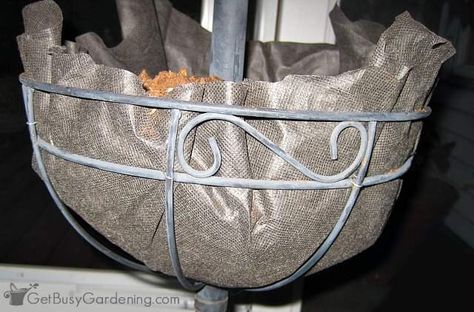 A Cheap Alternative To Coconut Liners For Hanging Baskets & Planters Container Gardening, Outdoor, Planter Liners, Diy Planters, Hanging Wire Basket, Basket Planters, Hanging Pots, Diy Wire Basket, Garden Swing Seat