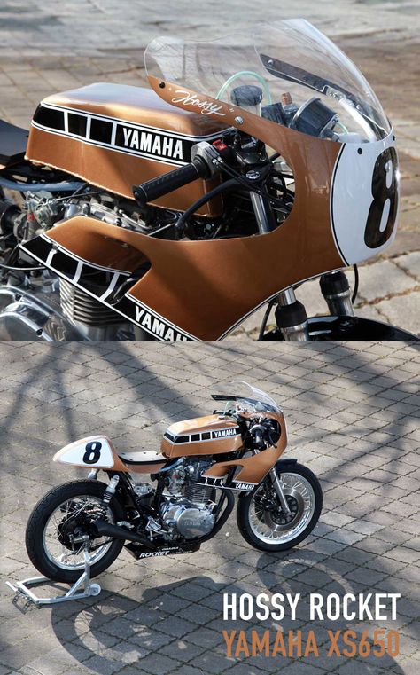 During the early 1970s, Kenny Roberts shot to stardom as a rider in the American Yamaha racing team. In 1973 he knocked the top dog of the dirt track, the Harley Davidson XR-750, off its perch riding a seemingly outgunned Yamaha XS650. Such was his influence in the world of motorcycle racing that King Kenny’s race bikes have been replicated by devoted fans time and time again. This particular Kenny Roberts inspired bike hails from the far eastern reaches of Japan. Mopeds, Harley Davidson, Yamaha Cafe Racer, Yamaha Racing, Motorbikes, Yamaha, Moto, Track Bike, Enduro Motorcycle