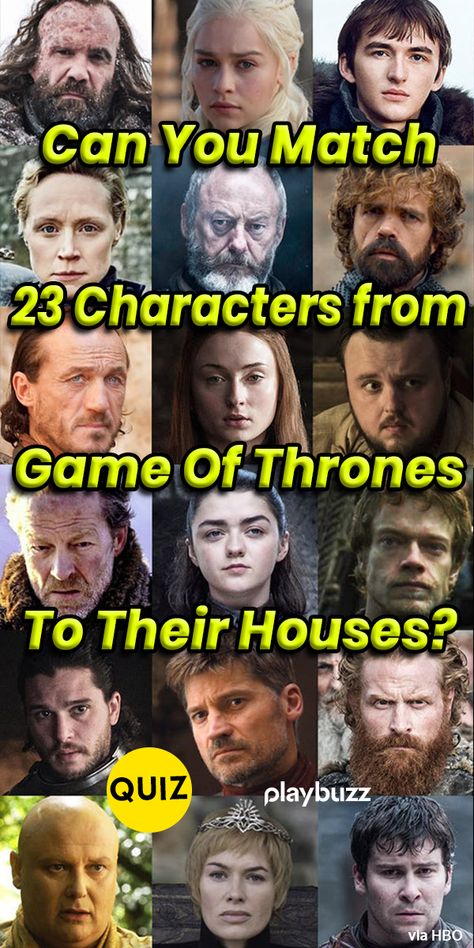 Can You Match These 23 Game Of Thrones Characters To Their Houses?  .  ******** Playbuzz Quiz Westeros Buzzfeed Quiz Quizzes Mother of Dragons Khaleesi Daenerys Targaryen Jamie Lannister Arya Stark Jon Snow Sersei Ned Tyrion Brienne of Tarth George R R Martin Winter is Coming White Walkers HBO New Season 8 7 Game of Thrones Trivia Watch Party Game Of Thrones, Daenerys Targaryen, Game Of Thrones Names, Game Of Thrones Books, Game Of Throne Daenerys, Game Of Thrones Facts, Game Of Thrones Trivia, Game Of Thrones Khaleesi, Game Of Thrones Dragons