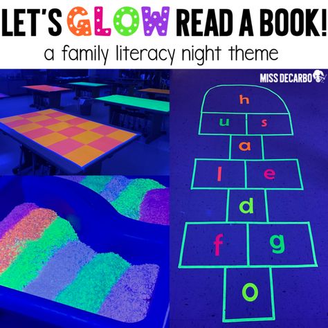 Get tons of activities for literacy night with a glow theme for you students and families! Glow, Instagram, Literacy Night Themes, Literacy Night, Literacy Night Activities, Reading Night Activities, Family Literacy Night Activities, Family Literacy Night, Literacy Games