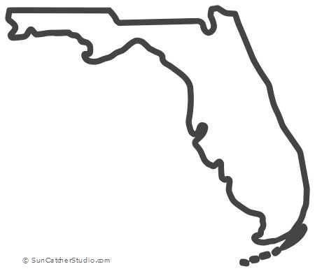 Florida - Map Outline, Printable State, Shape, Stencil, Pattern Crafts, Art, Florida, Shirts, Tattoos, Inspiration, State Outline, State Of Florida, 50 States