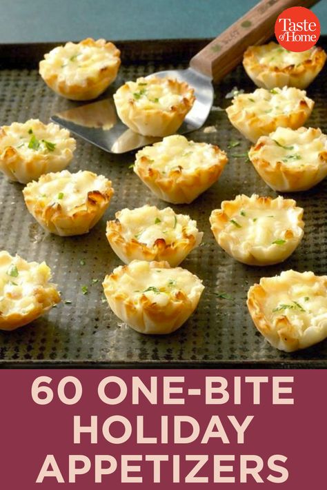 60 One-Bite Holiday Appetizers Finger Foods, Appetisers, Spicy Appetisers, Bacon, First Bite, Wine Appetizers, Appetizers, Holiday Appetizers, Fruit Appetizers
