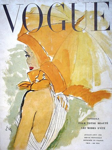 French Vogue-July/August 1950 Illustrators, Vogue, Vintage Vogue, Vogue Paris, Vintage, Retro, Vintage Vogue Covers, Vogue Covers, Vogue Magazine Covers