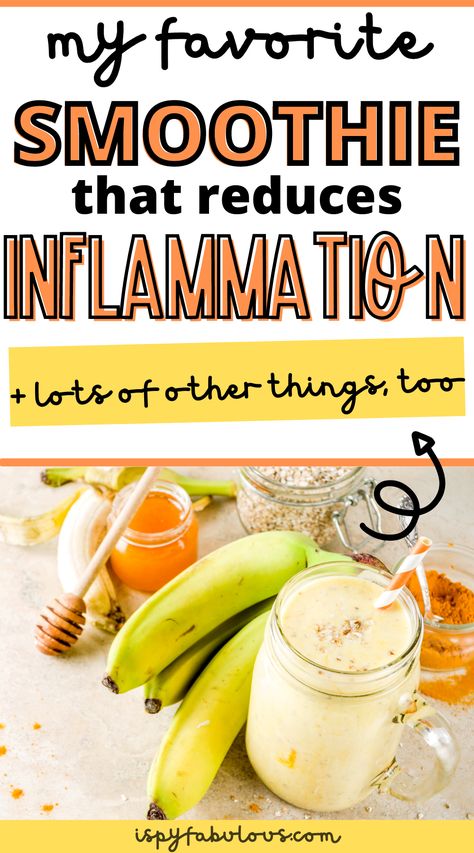 Looking to make a delicious smoothie packed with inflammation fighters, like turmeric, ginger, and carrot juice? This is my go-to anti-inflammatory smoothie recipe that I make all the time and I think you'll love it, too. #inflammation #smoothie #antiinflammatorysmoothie #smoothierecipe Smoothies, Snacks, Turmeric Smoothie Inflammation, Anti Inflammatory Smoothie, Inflammation Smoothie, Tumeric Smoothie, Turmeric Smoothie Recipes, Turmeric Anti Inflammatory, Turmeric Smoothie