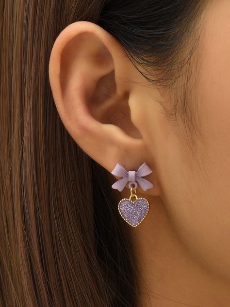 Purple Fashionable Collar  Plastic   Embellished   Women's Fashion Jewelry Glitter, Bijoux, Piercing, Jewelry Earrings, Earring Gifts, Ear Jewelry, Dangle Earrings, Cute Jewelry, Cute Earrings