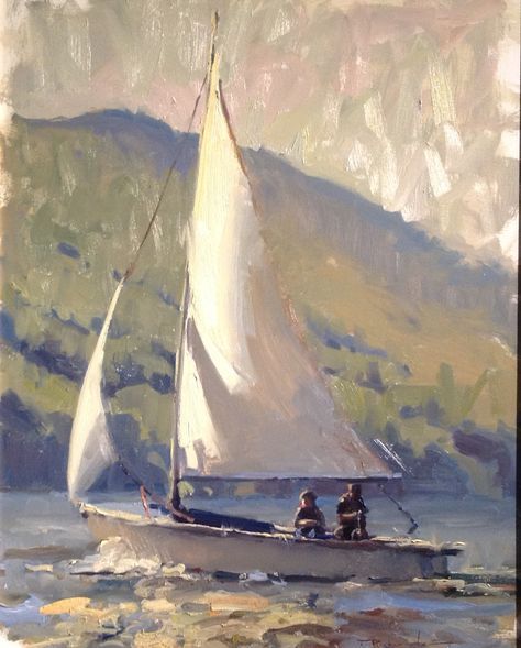 Painting & Drawing, Art, Sailboat, South, Fine Art, Impressionist, Sailboats, Sailboat Painting, Full Sail