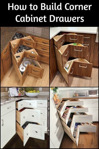 Design, Diy Corner Cabinet, Diy Kitchen Storage, Kitchen Cabinet Storage, Kitchen Cabinet Drawers, Corner Cupboard, Cabinet Drawers, Diy Kitchen Cabinets, Corner Drawers