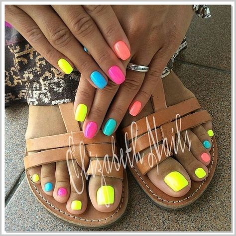 Get your feet ready for summer with these fun and bright toe nails. Nail Designs, Hot Nails, Trendy Nails, Classy Nails, Pretty Nails, Fancy Nails, Fabulous Nails, Bright Nails, Different Color Nails