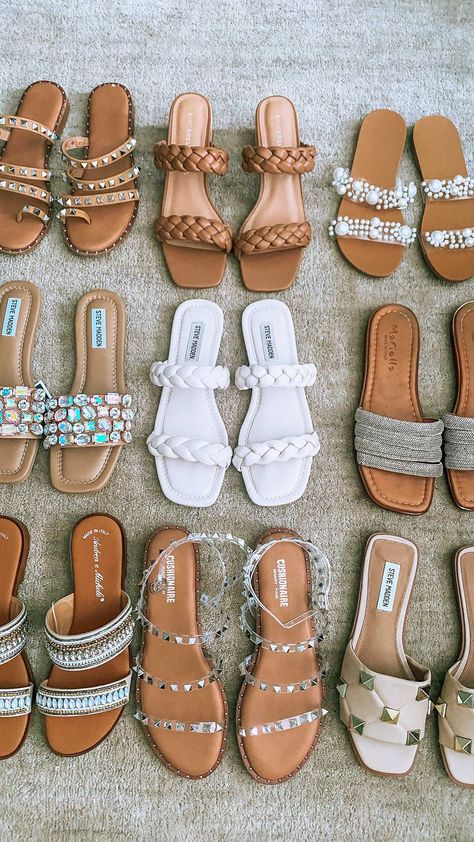 Steve Madden, Slippers, Sandles Shoes, Shoes Flats Sandals, Slide Sandals, Popular Sandals, Sandles, Flat Sandals, Sandals Heels