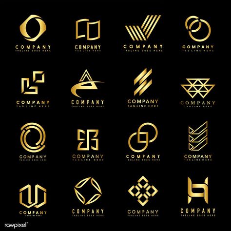 Download premium vector of Set of company logo design ideas vector by Aew about abstract, art, artwork, brand and branding 495822 Logos, Logo Design Template, Logo Design Creative, Logo Design Inspiration, Golden Logo Design, Company Logo Design, Logo Design, Unique Logo Design, Brand Logo Design