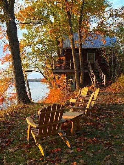 Cozy Fall Retreats Enhancing Festive Vibes of Thanksgiving Outdoor, Summer Cabin, Lake Cabins, Lake House, Lake, Lake Life, Cabins In The Woods, Backyard, Cabins And Cottages