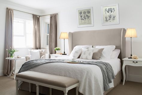 Linen Winged Bedhead Package - Complete Furniture Packages Bedroom, Layout, Design, Art Nouveau, Ideas, Pink Bedrooms, Pretty Bedroom, Bedroom Neutral, Master Bedroom