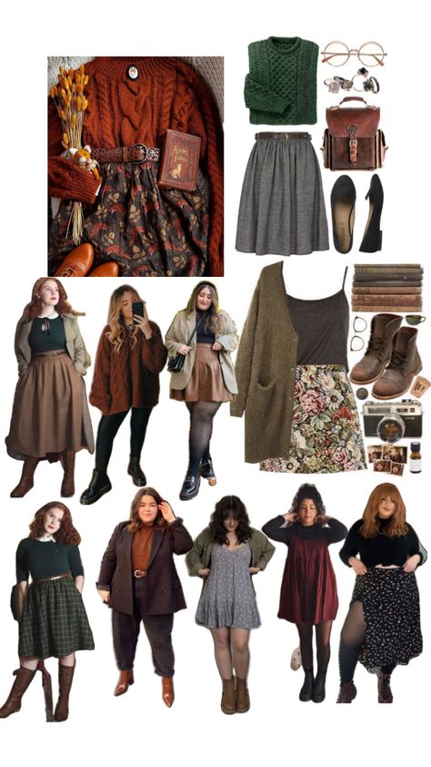 Plus size outfit ideas - cottage core and cosy academia