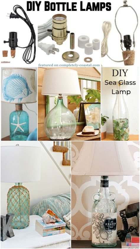 Home Décor, Upcycling, Diy, Nautical Lamp Shades, Diy Bottle Lamp, Diy Lamp Shade, Nautical Lamps, Bottle Lamps, Diy Table Lamps