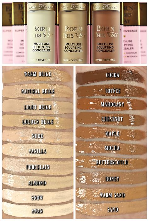 Too Faced Born This Way Super Coverage Multi-Use Sculpting Concealer Swatches Make Up Products, Dupes, Make Up Collection, Eye Make Up, Concealer, Too Faced Concealer, Concealer Makeup, Best Makeup Products, Too Faced Makeup