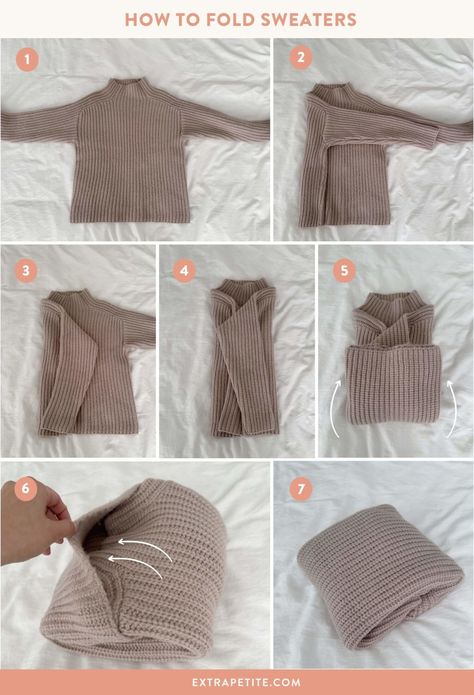 How to Fold & Hang Sweaters for Storage Jumpers, Organisation, How To Fold Sweaters, Folding Clothes, Clothes Organization Diy, Fold Clothes, Folding Laundry, Sweater Storage, Diy Clothes Hacks