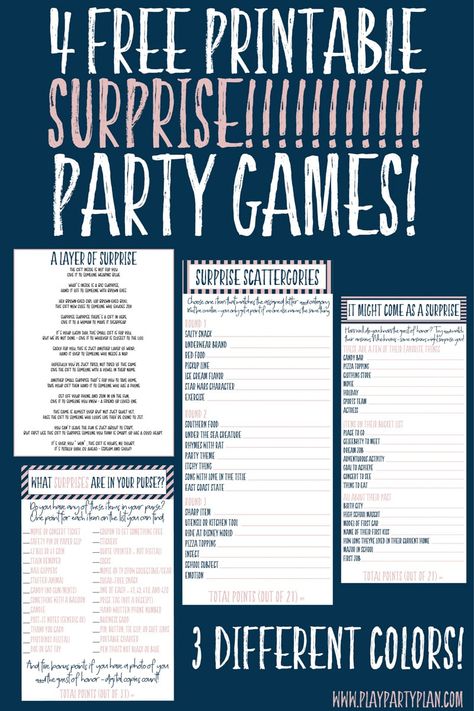 Need ideas for how to throw a surprise party for husband, for best friend, or even for mom? Tons of great surprise party ideas including themes, decorations, invitations, and even printable surprise party games! #printable #freebie #freeprintable #partyplanning #party #partyideas #partygames #games #Evite20 #ad Surprise Party Invitations, Surprise Party, Suprise Party, 30th Birthday Party Games, Birthday Surprise Party, Party Games, Suprise Birthday Party, 30th Birthday Games, 50th Birthday Party Games
