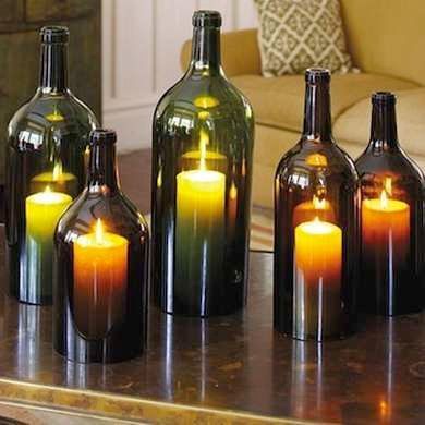 Bottle Lights, Wine Bottle Candle Holder, Bottle Lamp, Bottle Candle Holder, Glass Bottles, Wine Bottle Diy, Wine Bottle Candles, Reuse Wine Bottles, Bottle Candles