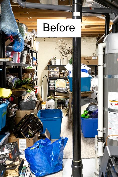 Inspiration, Organisation, Declutter Basement, How To Organize Garage, Laundry Room Organization Storage, Storage Ideas For Basement, Laundry Storage, Laundry Organization, Storage Room Organization