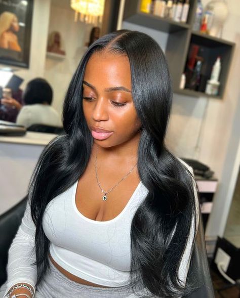 Instagram, Sew Ins, Sew In Leave Out, Sew In With Closure, Sew In Lace Closure, Full Closure Sew In, Sew In Hairstyles, Natural Sew In, Middle Part Sew In