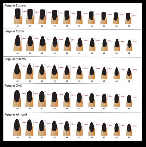 Press On Nails, Best Acrylic Nails, Acrylic Nail Shapes, Different Nail Shapes, Nail Length, Nail Sizes, Nails Inspiration, Nail Colors, Swarovski Nails