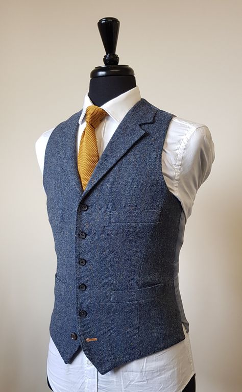 3 Piece Suit in Blue Donegal Tweed — TWEED ADDICT Casual, Men's Waistcoat, Suits, Coat Pant, Tweed Waistcoat, Mens Suit Vest, Waistcoat Men, Waistcoat Designs, Designer Suits For Men