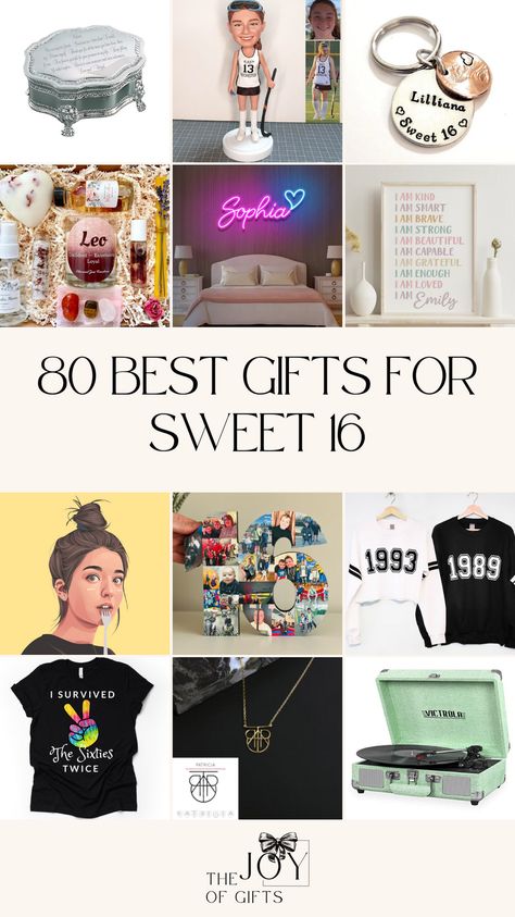 Are you looking for the perfect gift for your teen's sweet 16th birthday? Find it on The Joy of Gifts with this huge sweet 16 gift ideas guide! You'll see great personalized gifts for 16-year-olds, sentimental sweet 16 gift ideas, useful gifts for teenagers, and more! Presents For Girls, Birthday Gifts For Best Friend, Birthday Gifts For Girls, 16th Birthday Gifts For Girls, 15th Birthday Gift Ideas, Birthday Gift Ideas, Sweet Sixteen Gifts, Best Birthday Gifts, Sweet 16 Gifts