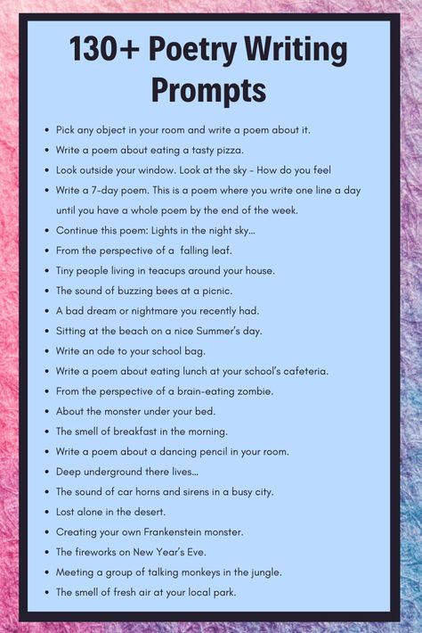 Collection of over 130 poetry writing prompts for middle school students and even grown-ups. See our master list of poetry prompts now. English, Reading, Writing A Book, Write A Poem, Writing Prompts For Writers, Poem Writing Prompts, Book Writing Tips, How To Write Poems, Writing Prompts Poetry