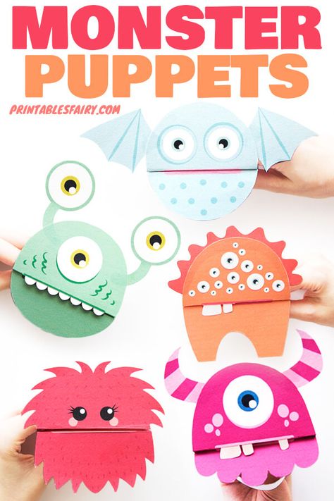 Doodles, Halloween, Diy, Origami, Paper Puppets, Monster Hand Puppets, Puppet Crafts, Puppets Diy, Monsters Inc Crafts