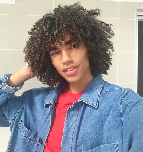 Fashionable Curly Hair Styles for Black Male | Hairstyles & Haircuts for African American Models, Fashion, Editorial, Editorial Hair, Black Male Models, Model, Afro, Style