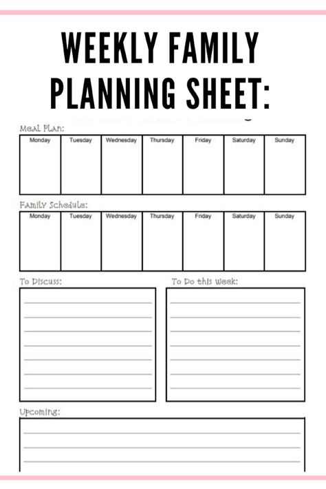 Keep your family organized with this weekly family planning sheet. Plan your meals, to-do lists, upcoming events and your schedule for a smooth week ahead! #mealplan #organization #familyscheduling Organisation, Diy, Weekly Family Planner, Organize Family Schedule, Family Schedule, Family Schedule Board, Family Planner Calendar, Family Calendar Organization, Family Planning
