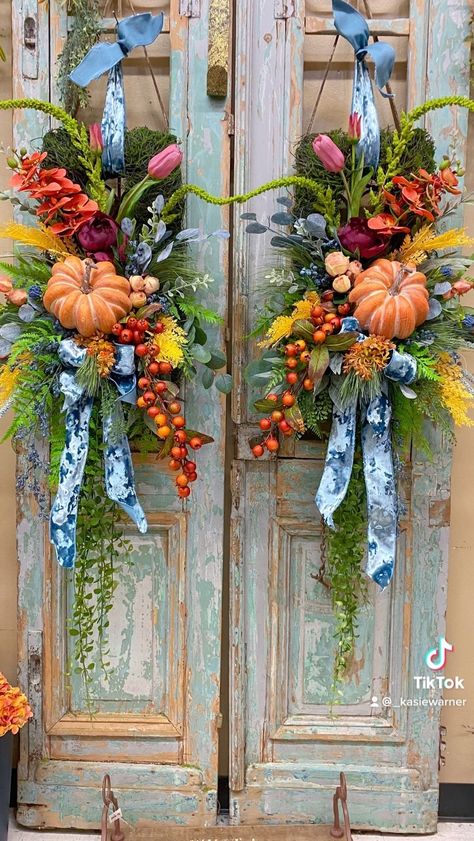 Kasie Warner on Instagram: “Designing a pair of Fall Wreaths..this custom order really needed to pop on her doors! I can’t wait to see them in action.…” Autumn Wreaths, Decoration, Wreaths, Fall Wreaths, Fall Decor Wreaths, Fall Wreath, Fall Door Decorations, Fall Decor Diy, Fall Halloween Decor