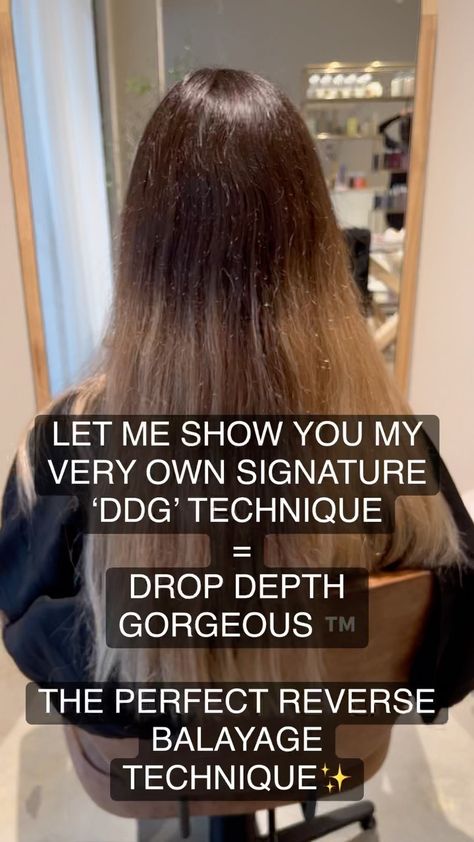 annahaldanehair on Instagram: Drop Depth Gorgeous ™️ My very own signature reverse balayage technique which works magic every, single, time!! 💃🏼🥂 here’s a sneak peek 🫣… Hair Styles, Balayage, Instagram, Reverse Ombre Hair, Balayage Before And After, Reverse Balayage, Partial Balayage, Reverse Ombre, Balayage Technique