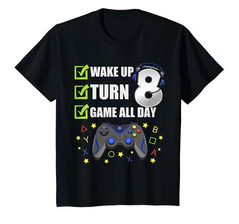 PRICES MAY VARY. Solid colors: 100% Cotton; Heather Grey: 90% Cotton, 10% Polyester; All Other Heathers: 50% Cotton, 50% Polyester Imported Pull On closure Machine Wash 8 Year Old Gamer Birthday Party featuring the Number Eight with gaming headset and remote controller. Check out our brand for more boys and girls Video Gaming Themed birthday shirts for toddlers! This cute Level 8 Unlocked top makes a unique costume or Gift Idea for any birthday boy or girl Toddler or Kid who loves playing video Shirts, Boys 8th Birthday, Birthday Themes For Boys, Video Games Birthday Party, Kids Birthday Party, Boy Birthday Party, Party Games, Birthday Party Games, Kids Birthday