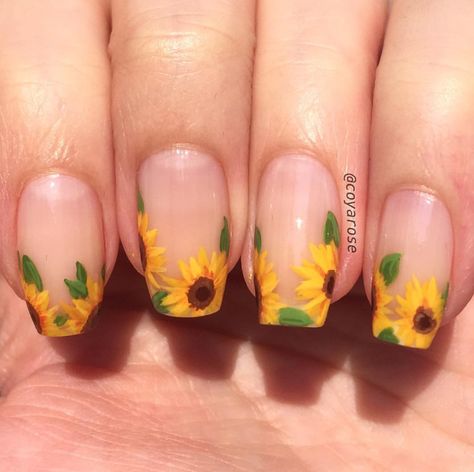 Nail Art Designs, Floral, Flower Nails, Sunflower Nails, Sunflower Nail Art, Fall Nail Art, Flower Nail Designs, Fall Nail Designs, Flower Nail Art