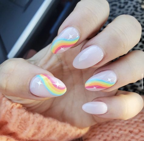 Wavy pastel rainbow nails Nail Designs, Nail Art Designs, Ongles, Cute Nails, Kuku, Pretty Nails, Cute Gel Nails, Nailart, Nails Inspiration