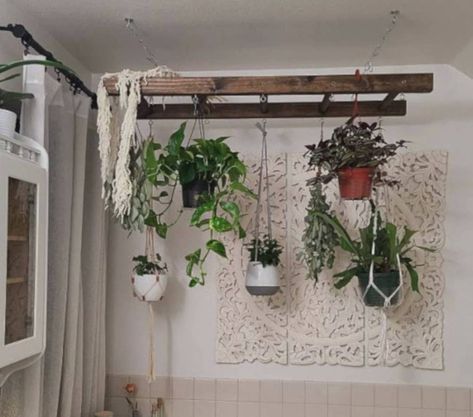 Get Your Home Ready for Spring with These 30 Products Home Décor, Farmhouse Ladder, Rustic Pot Racks, Ladder Plant Hanger, Pot Rack, Rustic Floating Shelves, Hanging Ladder, Ladder Decor, Home Decor