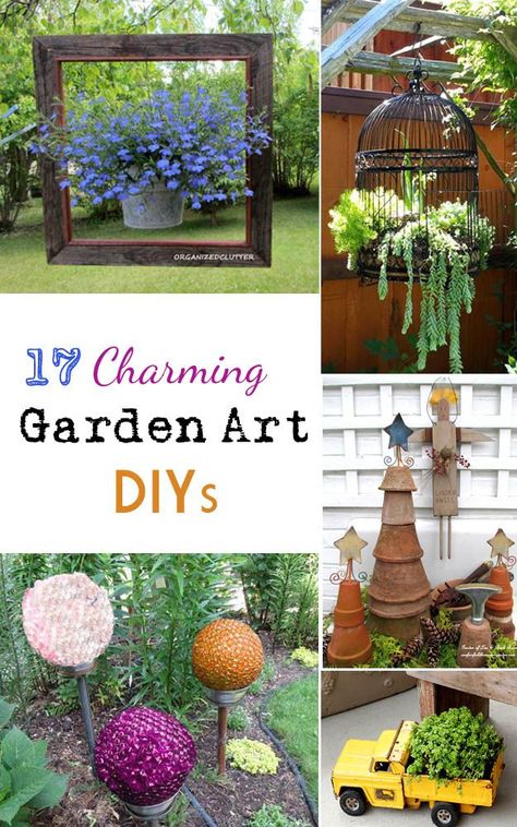 DIY. .#17 Charming Very Low Cost (as in a couple of dollars ) Easy Decor & Art  Ideas For Your yard and Garden ! Garden Art Diy, Garden Crafts, Garden Design, Yard Art Crafts, Unique Garden Art, Easy Garden Projects Diy Crafts, Whimsical Garden, Fun Projects, Lawn And Garden