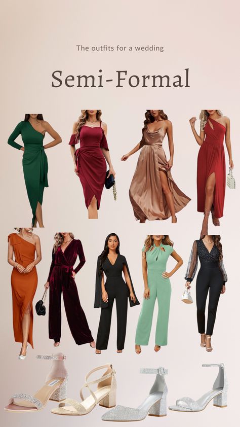 Outfit ideas for semi formal wedding female. Amazong shipping. Shoes. Dresses. Jumpsuits. #sponsored #promotion Fashion, Formal, Semi Formal, Style, Moda, Semi Formal Wear, Formal Outfit, Semi Formal Attire, Winter Wedding Outfits