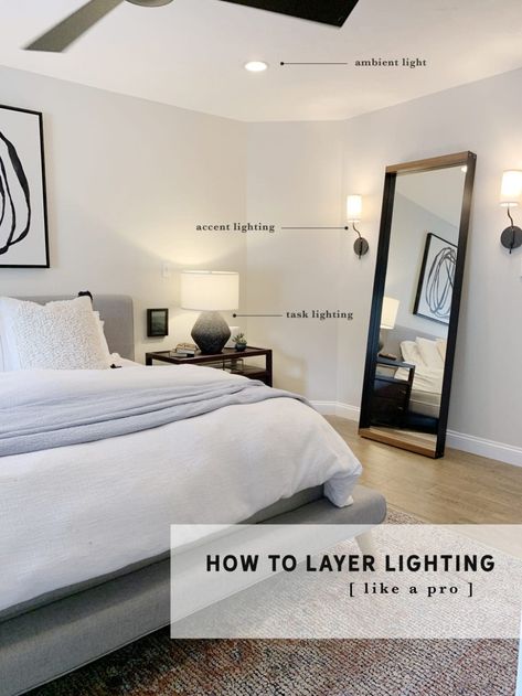 Ambient, Task & Accent: How to Layer Lighting like a Pro + New Lighting in our bedroom! - Chris Loves Julia Home, Design, Home Décor, Lighting In Bedroom, Living Room Lighting, Recessed Lighting Bedroom, Living Room Lighting Design, Ambient Light, Ambient Lighting