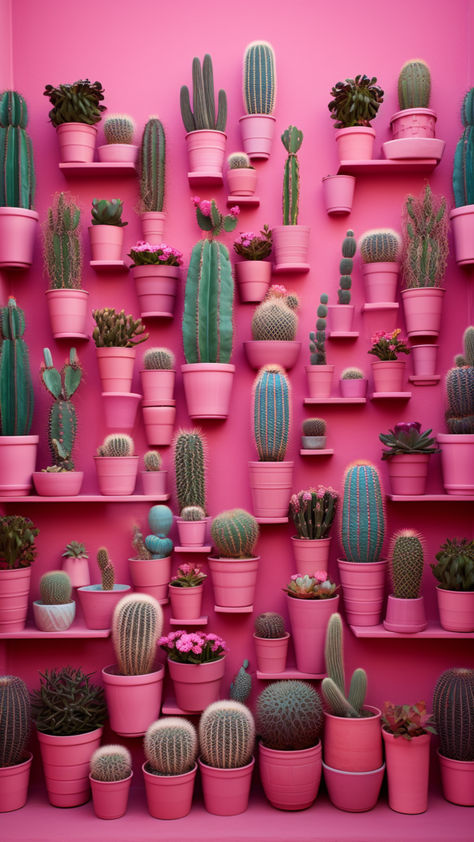 Succulent love, #cactus love, pink love, #pink cactus succulent love on a pink wall -- oh, my. #succulents #pinkpots #pink #garden Pink, Cactus, Plants, Decoration, Inspiration, Succulents Wallpaper, Pink Succulent, Plant Decor, Plant Wallpaper