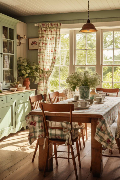 19 Enchanting Cottagecore Dining Rooms That Are Pure Magic Home Décor, Home, Dining Rooms, Cottagecore Dining Room, Cottage Dining Rooms, Farmhouse Dining Room, Rustic Dining Table, Cottage Decor, Cottage Living