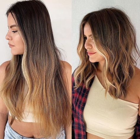 Medium Sun-Kissed Hairstyle for Thick Hair Balayage, Before And After Haircut, Beleza, Shaggy, Mechas, Medium Long Hair, Haar, Long Thick Hair, Capelli