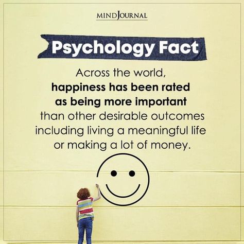 Across the world, happiness has been rated as being more important than other desirable outcomes including living a meaningful life or making a lot of money. #facts #psychologyfacts