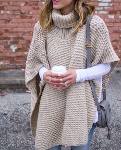 Cella Jane // Fashion + Lifestyle Blog: Chunky Knit Poncho Jumpers, Knitwear, Knit Fashion, Knitted Sweaters, Poncho Sweater, Chunky Knit, Knit Poncho, Sweater, Sweaters